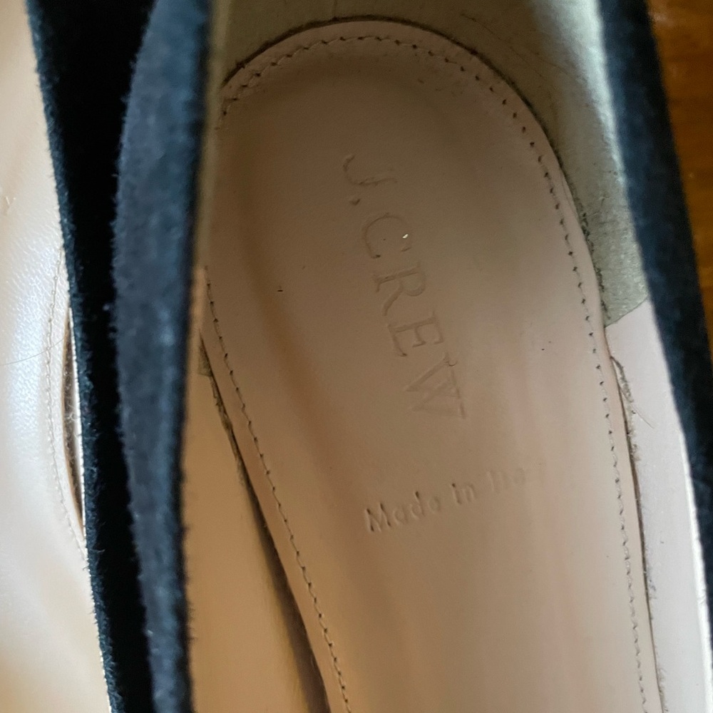 J. Crew Evie Ballet Heel Pump Shoes Black Suede Sz 8.5 Made In Italy - Picture 4 of 7